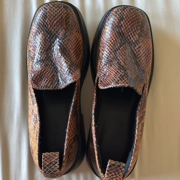 ASOS Woman’s Slip On Brown Snakeskin Platform Loafers - Picture 7 of 10